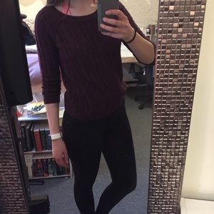 AE Maroon scoop neck crochet sweater